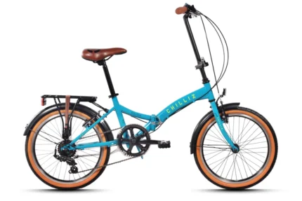 CHILLIZ Faltrad 20 Zoll FLD.01 türkis Rahmenhöhe 33 cm Damen Herren Klapprad 6 Gänge V-Brake