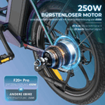 2025 20×3.0Zoll 22.5AH E-Bike Klappräder Elektrofahrrad Pedelec, elektrisches Faltrad 7-Gang City E-Bikes & E-Hollandräder 25 km/h Wasserdicht Schwarz – Image 12