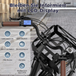 E-Bike 26 Zoll 158 - 198 cm Pannensichere Reifen 36 V 20,3 Ah 730,8 Wh bis zu 160 - 200 km Wasserdicht IP54 mit 7 Gang, Schwarz – Image 10